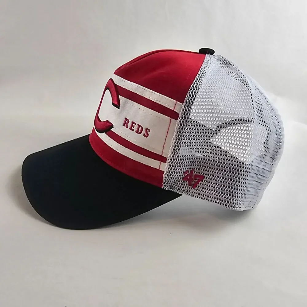 Cincinnati Reds Trucker Hat OSFA Red White 47 Brand Mesh Snapback MLB Baseball